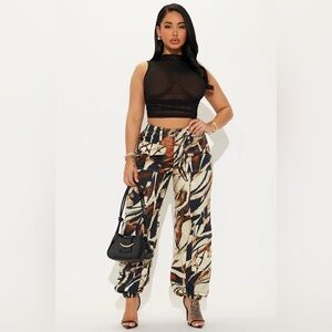 Fashion Nova See You Soon Wide Leg Jogger - Khaki/combo